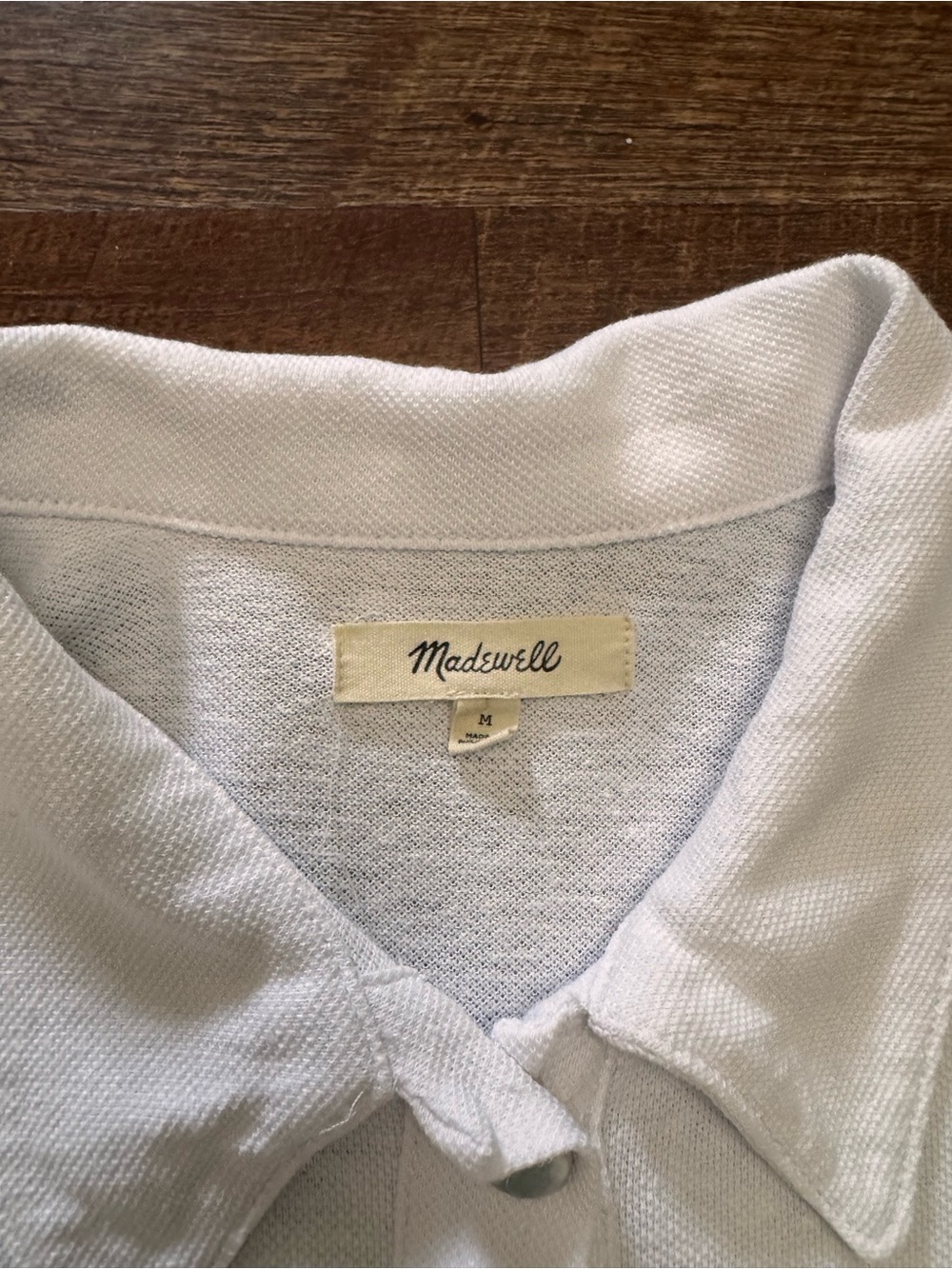 Madewell Hemp Cotton Button Front Collared Top Womens Medium Ivory Short Sleeve - Picture 3 of 7